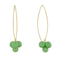 Boucles d'Oreilles Grand Crochet Laiton et Bouquet de Perles de Verre