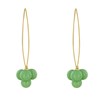 Boucles d'Oreilles Grand Crochet Laiton et Bouquet de Perles de Verre - vue V2