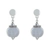 Boucles d'Oreilles Clous Métal Argenté et Grosses Perles en Céramique - vue V2
