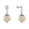 Boucles d'Oreilles Clous Métal Argenté et Grosses Perles en Céramique - vue V1