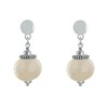 Boucles d'Oreilles Clous Métal Argenté et Grosses Perles en Céramique - vue V2