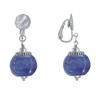 Boucles d'Oreilles Clip Métal Argenté et Grosses Perles en Céramique - vue V1