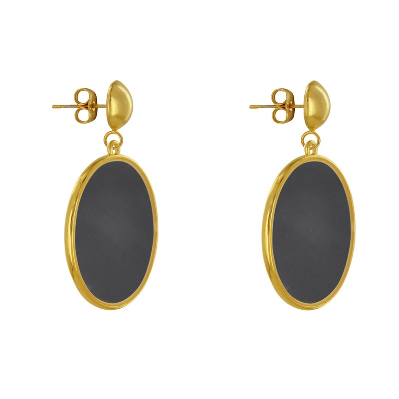 Boucles d'Oreilles Clous Métal Doré Cercle Coloré Translucide - vue 3