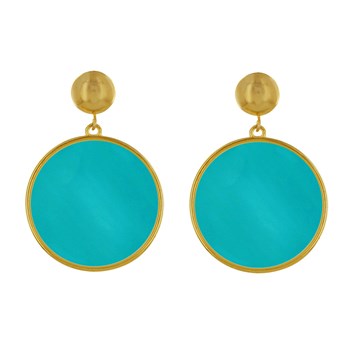 Oorbellen Goud Metalen Studs Doorschijnend Gekleurde Cirkel