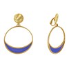 Boucles d'Oreilles Clip Métal Doré Cercle et Croissant de Lune Translucide Coloré - vue V1