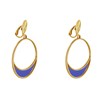 Boucles d'Oreilles Clip Métal Doré Cercle et Croissant de Lune Translucide Coloré - vue V3