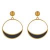 Boucles d'Oreilles Clous Métal Doré Cercle et Croissant de Lune Translucide Coloré - vue V2