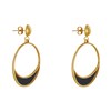 Boucles d'Oreilles Clous Métal Doré Cercle et Croissant de Lune Translucide Coloré - vue V3