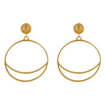 Circle and Crescent Moon Metal Stud Earrings