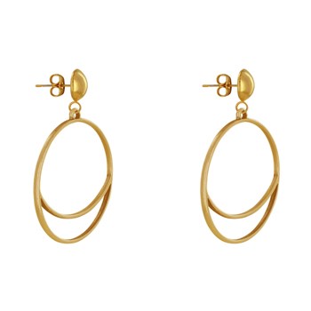 Circle and Crescent Moon Metal Stud Earrings