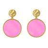 Boucles d'Oreilles Clip Métal Doré Cercle Coloré Translucide - vue V2