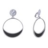 Boucles d'Oreilles Clip Métal Argenté Cercle et Croissant de Lune Translucide Coloré - vue V1