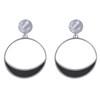 Boucles d'Oreilles Clip Métal Argenté Cercle et Croissant de Lune Translucide Coloré - vue V2