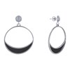 Boucles d'Oreilles Clous Métal Argenté Cercle et Croissant de Lune Translucide Coloré - vue V1