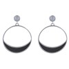 Boucles d'Oreilles Clous Métal Argenté Cercle et Croissant de Lune Translucide Coloré - vue V2