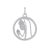 Pendentif Argent 925 Médaille Ronde Ajourée Vierge en Prière