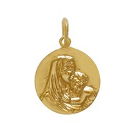 Pendentif Plaqué Or Médaille Ronde Vierge à l'Enfant