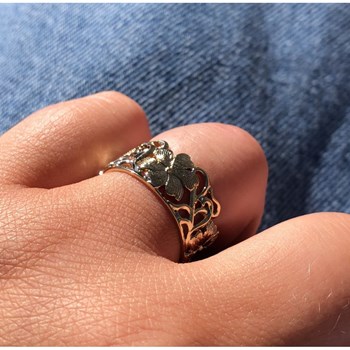 Bague Plaqué Or Large Fleurie