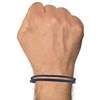 Bracelet Acier Homme Cuir Plat Texturé et Tréssé Rond Bleu Navy - taille 20 cm - vue V2