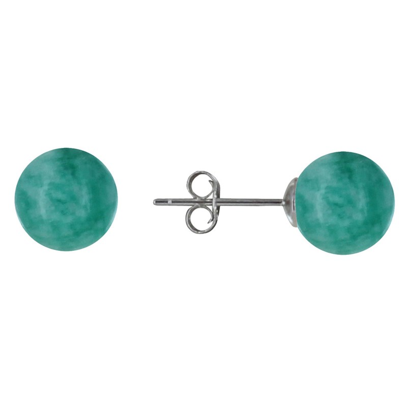 Boucles d'Oreilles Clou Argent et Perles d'Amazonite 8 mm