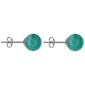 925 Sterling Silver Stud Earrings with 8 mm Amazonite Beads