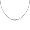 Collier Chaine Argent Rhodié Sept Perles Facettées de Tanzanite et Un Diamant Noir Facettée - vue V1