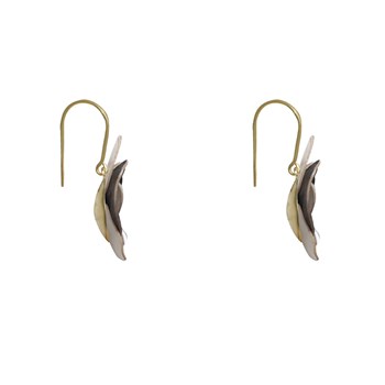 Boucles d'Oreilles Laiton Orchidée en Cuir