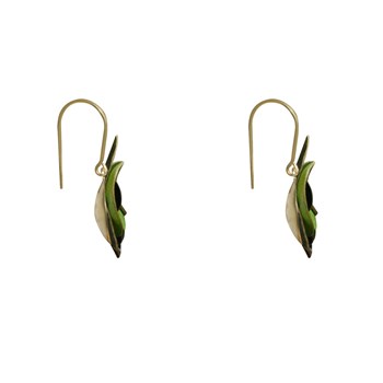 Boucles d'Oreilles Laiton Orchidée en Cuir