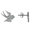 Boucles d'Oreilles Argent 925 Puces Hirondelles et Strass - vue V1