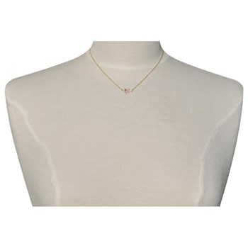 Gold-plated 5 Oval and Round Strass Necklace - Pink