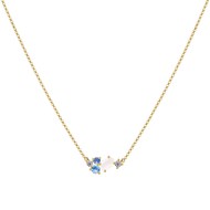 Collier Plaqué Or 5 Strass Ovale et Ronds - Blanc
