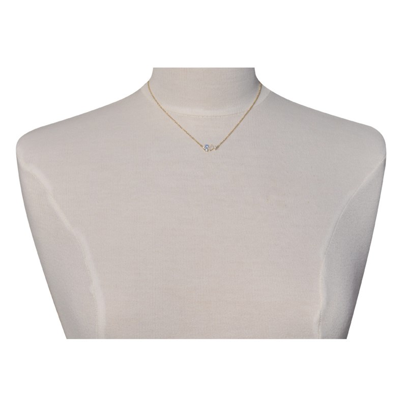 Collier Les Poulettes - Plaqué Or Avec Une Goutte Et Un Strass Rond, Bijou De Créateur Dans Son écrin