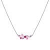 Collier Argent Rhodié 9 Strass Ronds - Fuchsia - vue V1