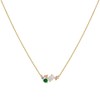 Collier Plaqué Or 5 Strass Ovale et Ronds - Vert - vue V1