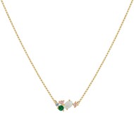 Collier Plaqué Or 5 Strass Ovale et Ronds - Vert