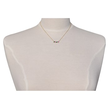 Gold-plated Necklace 6 Strass of Different Shapes - Green