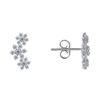 Boucles d'Oreilles Clous Argent Trois Fleurs et Oxyde Blanc - vue V1