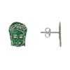 Boucles d'Oreilles Clous Argent 925 Visage Vert - vue V1