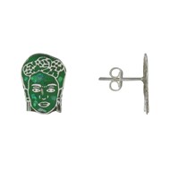 Boucles d'Oreilles Clous Argent 925 Visage Vert