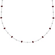 Collier Argent 925 Perles Émaillées et Perles Argent - Rouge