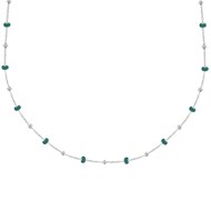 Collier Argent Perles Émaillées et Perles Argent - Vert