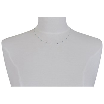 925 Silver Necklace with Enameled Pearls and Silver Beads - Green