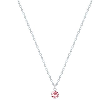 925 Silver and Strass Chain Necklace - Pink