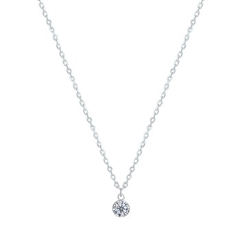 925 Silver and Strass Chain Necklace - White