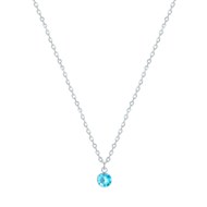 Collier Chaine Argent 925 et Strass - Bleu ciel