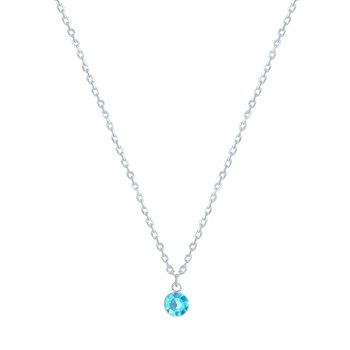925 Silver Chain and Strass Necklace - Sky Blue