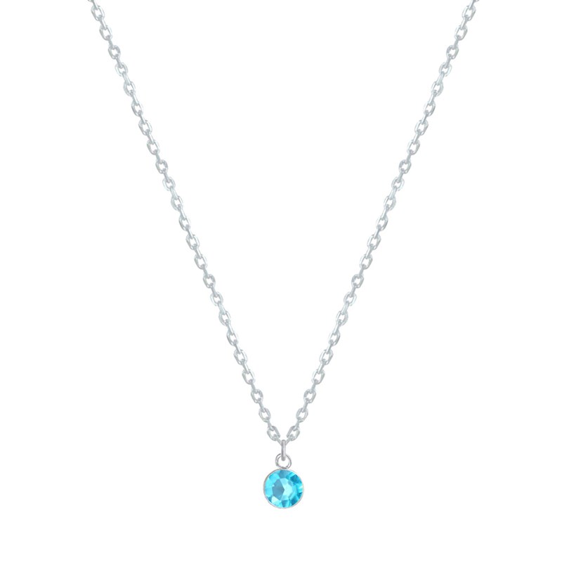 Collier Chaine Argent et Strass - Bleu ciel