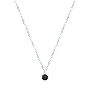 925 Silver and Strass Chain Necklace - Black