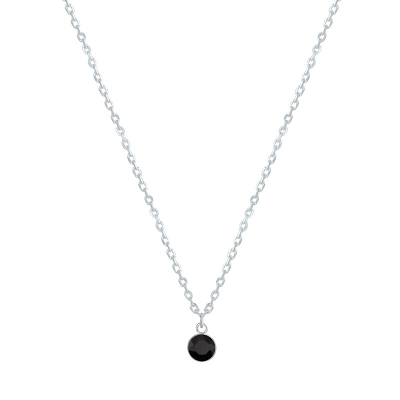 Collier Chaine Argent et Strass - Noir