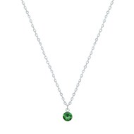 Collier Chaine Argent 925 et Strass - Vert
